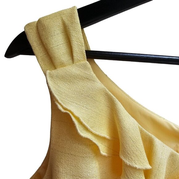 Antonio Melani Yellow and Silver Classic Sleeveless Dress with Belt, Size Medium - Picture 7 of 13